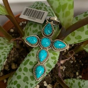 Turquoise Sterling Silver .925 Cross Necklace